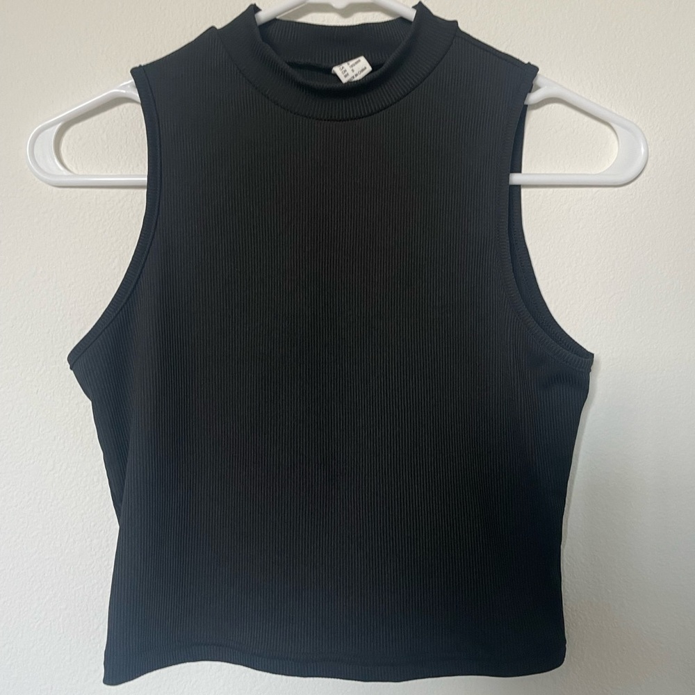 Sleeveless Black Ribbed Top